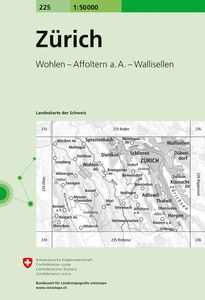 Wandelkaart - Topografische kaart 225 Zürich | Swisstopo