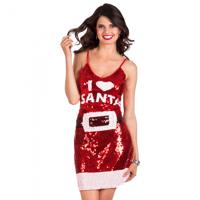Boland kerstjurk Dazzle I love Santa dames polyester rood mt M