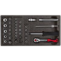 GEDORE red Dopsleutelset 1/4 inch in 1/3 schuimmodule, 37-delig