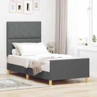 vidaXL Bedframe stof donkergrijs 100x200 cm