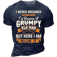 Voor heren T-shirt Grappige T-shirts retro-overhemden Grafisch Brief Strakke ronde hals Zwart blauw Bruin Groen Grijs 3D-afdrukken Buiten Casual Korte mouw Afdrukken Kleding Vintage Modieus Klassiek Lightinthebox - thumbnail