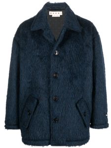 Marni manteau boutonné en fourrure artificielle - Bleu