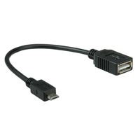 VALUE USB 2.0 Kabel, USB A Female - Micro USB B Male, OTG, 0,15 m - thumbnail