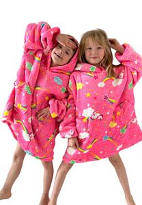 Unicorn kindersnuggie fleece - neon roze