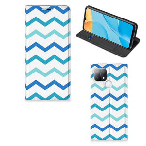 OPPO A15 Hoesje met Magneet Zigzag Blauw