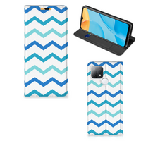 OPPO A15 Hoesje met Magneet Zigzag Blauw - thumbnail