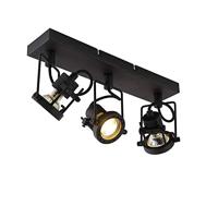 QAZQA - Industrieel | Industrie spot zwart 3-lichts - Suplux | Woonkamer | Slaapkamer | Keuken - Staal Langwerpig - GU10 Geschikt voor LED - Max. 3 x 50 Watt