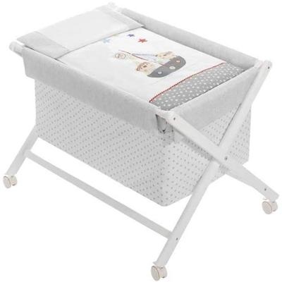 Interbaby Wieg Junior 90 X 55 Cm Hout/katoen Wit 5-delig