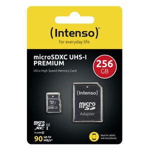 Intenso Premium microSDXC-kaart 256 GB Class 10, UHS-I Incl. SD-adapter