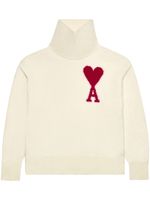 AMI Paris pull en laine à logo intarsia - Blanc