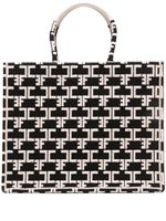 Elisabetta Franchi grand sac cabas à motif monogrammé - Noir - thumbnail