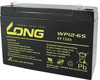 LONG WP12-6S WP12-6S oplaadbare blauwe accu, 6 V, 12 Ah, blauwe vliegjes (AGM) (b x h x d) 151 x 99 x 50 mm, platte stekker, 4,8 m