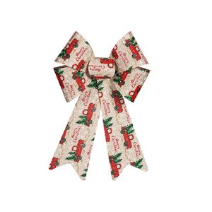 Kerstboomversiering ornament strikjes/strikken creme/rood print 15 x 25 cm