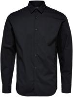 Selected Homme Heren Overhemd Poplin Stretch Zwart Slim Fit