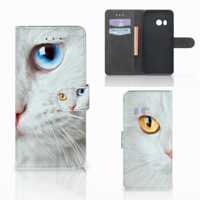 HTC U11 Telefoonhoesje met Pasjes Witte Kat