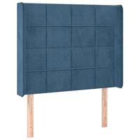 vidaXL Hoofdbord met randen 83x16x118/128 cm fluweel blauw, hoofdeinde, houten hoofdeinde, bedonderdeel, houten hoofdbord, slaapkamermeubel
