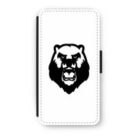 Angry Bear (white): iPhone XS Flip Hoesje - thumbnail