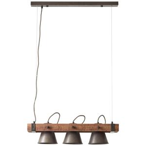 Brilliant Eetkamer hanglamp Plow 3-lichts antiek zwart met hout 82173/46