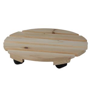 Sunnydays Plantenpot trolley - hout - naturel - rond - 30 x 30 cm -  max 100 kilo   -