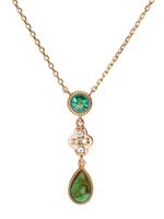 We by WHITEbIRD 18kt rose gold Clover turquoise emerald and diamond necklace