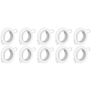 Spot Armatuur 10 Pack - GU10 Inbouwspot - Rond - Wit - Aluminium - Kantelbaar Ø82mm