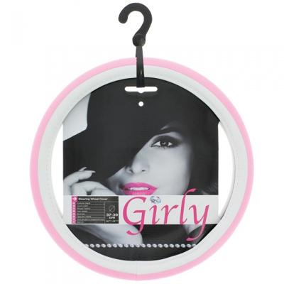 Car Plus stuurhoes Girly universeel leer roze/wit 37 39 cm Car Plus stuurhoes Girly universeel leer roze/wit 37 39 cm