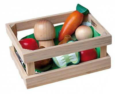 Happy People Houten krat met groenten 7 delig