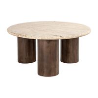 Richmond Ronde Salontafel Douglas Mangohout en Travertin, 90cm - Bruin - thumbnail