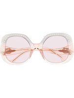 Gucci Eyewear lunettes de soleil à ornements en cristal - Jaune