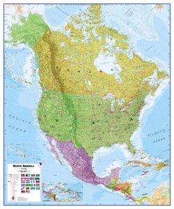 Wandkaart Noord Amerika, politiek, 100 x 120 cm | Maps International