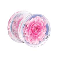 Double Flared Plug met bloemendesign Acryl Tunnels & Plugs