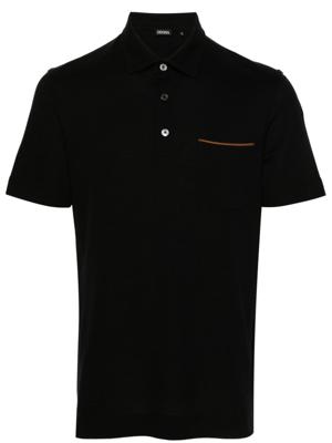 Zegna Katoenen piqué poloshirt - Zwart