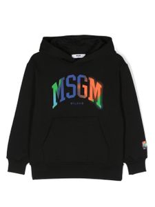 MSGM Kids hoodie en coton à logo imprimé - Noir