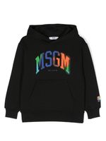 MSGM Kids hoodie en coton à logo imprimé - Noir