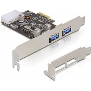 Delock 89243 PCI Express x1-kaart > 2 x externe SuperSpeed USB 5 Gbps (USB 3.2 Gen 1) Type-A female