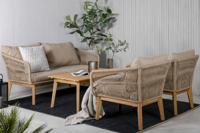 Nohr Loungeset Chandni Acaciahout, Met bank, tafel en 2 stoelen - Bruin