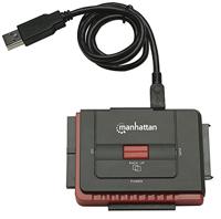Manhattan USB 2.0 naar SATA/IDE adapter 3-in-1 adapter met one-touch-backup