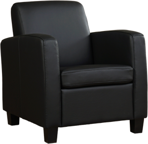 Zwarte leren landelijke fauteuil Joy - poot hout bruin - Hermes Leer Nero (zwart leer)