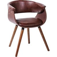 Kare Design fauteuil Monaco, Nougat, vintage, lederlook, beukenhouten poten, thuiskantoor, woonkamer, eetkamer, werkkamer, 72 x 58 x 47 cm (H/B/D)