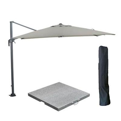 Garden Impressions Zweefparasol 270x270 cm l.grijs - incl voet en hoes