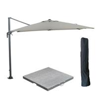 Garden Impressions Zweefparasol 270x270 cm l.grijs - incl voet en hoes