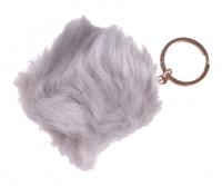LG Imports sleutelhanger Fluffy meisjes 8 cm textiel grijs