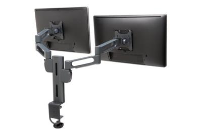 SmartFit Dual Monitor Arm Mount - Bevestigingskit (bureauklembevestiging, 2 beeldschermarmen) - voor 2 LCD-schermen - donkergrijs - desktop SmartFit Dual Monitor Arm Mount - Bevestigingskit (bureauklembevestiging, 2 beeldschermarmen) - voor 2 LCD-schermen - donkergrijs - desktop