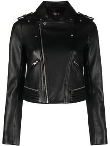 Maje veste de moto cintrée en cuir - Noir