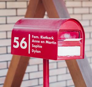 Mailbox sticker familie, huisnummer en adres