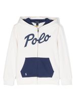 Ralph Lauren Kids hoodie zippé à logo imprimé - Blanc