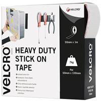 VELCRO Merk, Heavy Duty Stick On Tape, op lengte gesneden industriële extra sterke dubbelzijdige haak & lus zelfklevende tape perfect voor kamerinrichting en thuis, kantoor, garagegebruik, wit, 50 mm