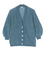 Il Gufo cardigan nervuré à col v - Bleu - thumbnail