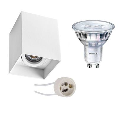 Philips - Opbouwspot Set - Sceneswitch 827 36d - Pragmi Luxina Pro - Gu10 Fitting - Dimbaar - Opbouw Vierkant - Mat Wit