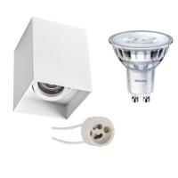 Philips - Opbouwspot Set - Sceneswitch 827 36d - Pragmi Luxina Pro - Gu10 Fitting - Dimbaar - Opbouw Vierkant - Mat Wit
